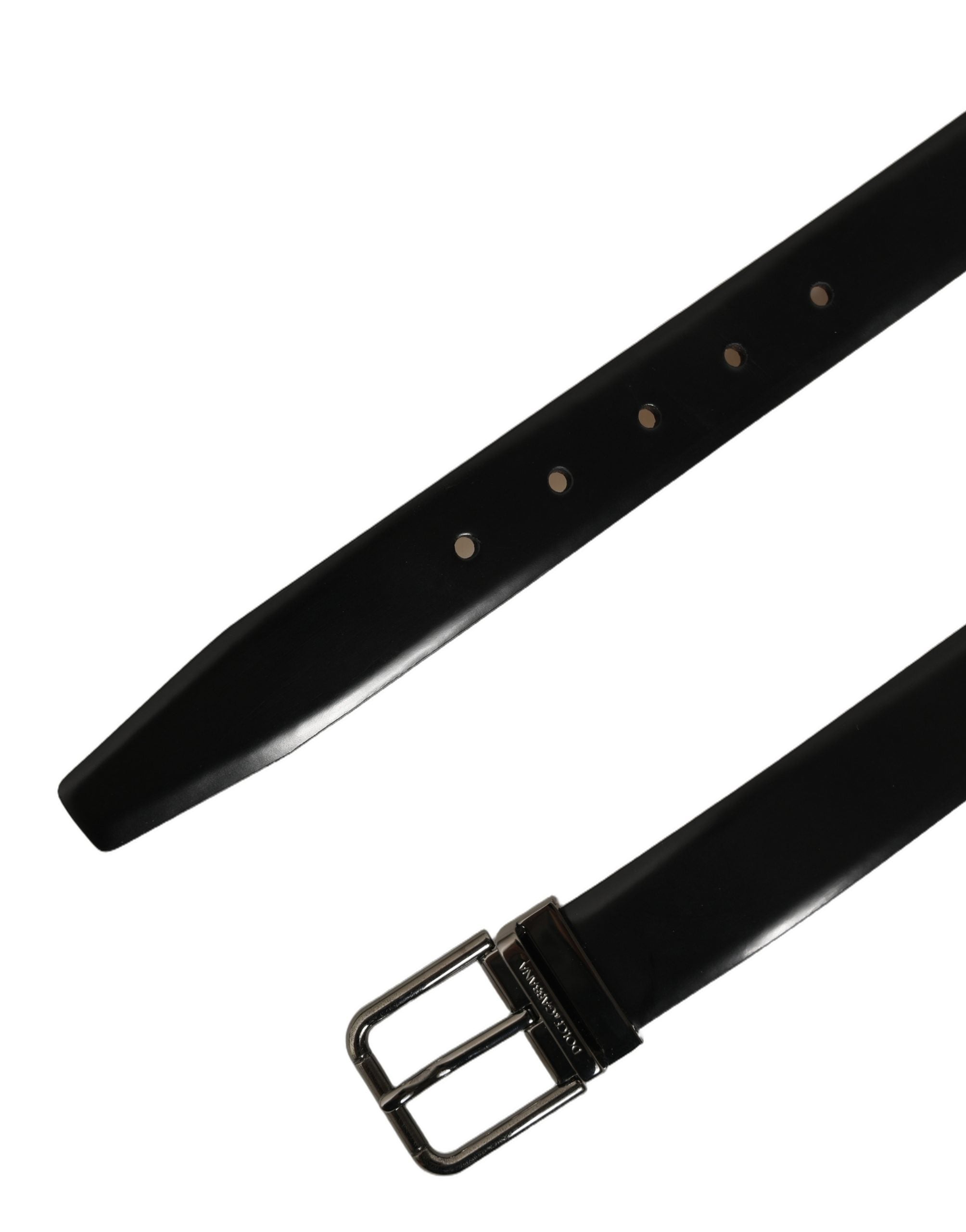 Dolce & Gabbana Black Calf Leather Silver Metal Buckle Belt Dolce & Gabbana