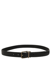 Dolce & Gabbana Men Black Calf Leather Gold Metal Buckle Belt Dolce & Gabbana