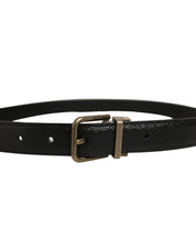 Dolce & Gabbana Men Black Calf Leather Gold Metal Buckle Belt Dolce & Gabbana