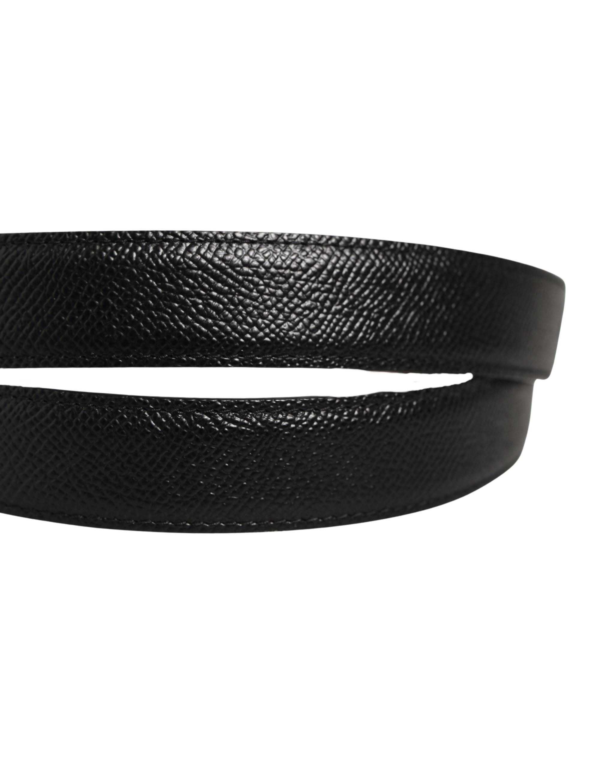 Dolce & Gabbana Men Black Calf Leather Gold Metal Buckle Belt Dolce & Gabbana