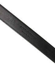 Dolce & Gabbana Men Black Calf Leather Gold Metal Buckle Belt Dolce & Gabbana