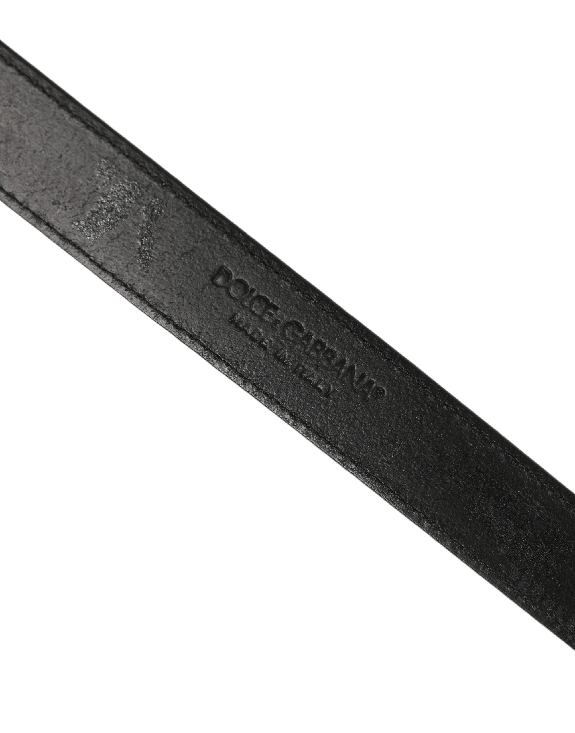 Dolce & Gabbana Men Black Calf Leather Gold Metal Buckle Belt Dolce & Gabbana