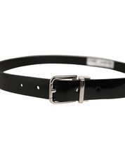 Dolce & Gabbana Black Classic Leather Silver Tone Buckle Belt Dolce & Gabbana