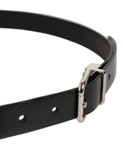 Dolce & Gabbana Black Classic Leather Silver Tone Buckle Belt Dolce & Gabbana