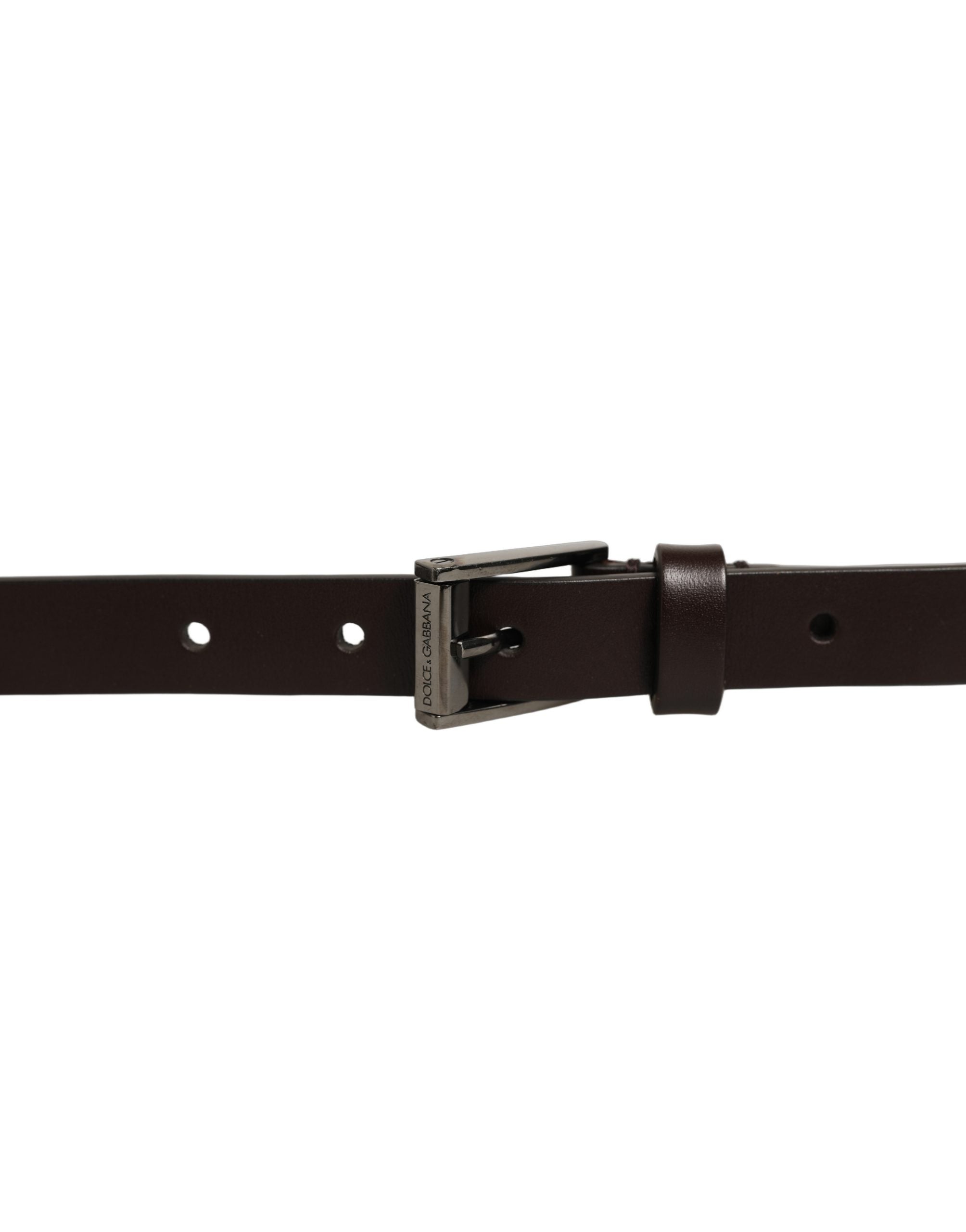 Dolce & Gabbana Brown Leather Double Wrap Metal Buckle Belt Dolce & Gabbana