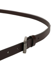 Dolce & Gabbana Brown Leather Double Wrap Metal Buckle Belt Dolce & Gabbana