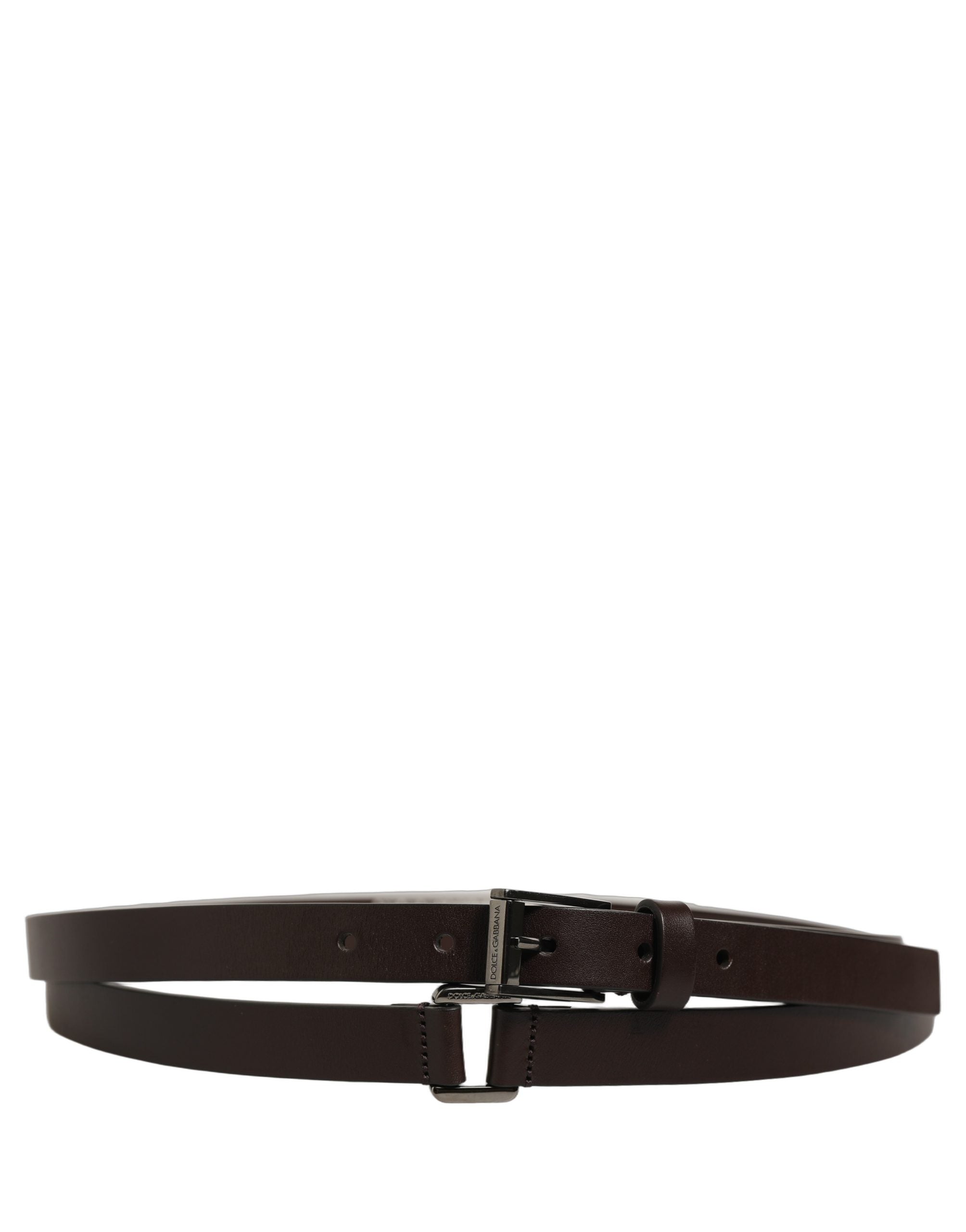 Dolce & Gabbana Brown Leather Double Wrap Metal Buckle Belt Dolce & Gabbana