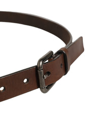 Dolce & Gabbana Brown Leather Silver Tone Metal Buckle Belt Dolce & Gabbana