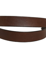 Dolce & Gabbana Brown Leather Silver Tone Metal Buckle Belt Dolce & Gabbana
