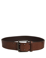Dolce & Gabbana Belt Brown Leather Double Prong Metal Buckle Dolce & Gabbana