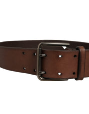 Dolce & Gabbana Belt Brown Leather Double Prong Metal Buckle Dolce & Gabbana