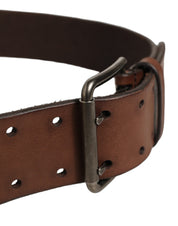 Dolce & Gabbana Belt Brown Leather Double Prong Metal Buckle Dolce & Gabbana