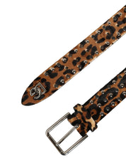 Dolce & Gabbana Brown Leopard Calf Hair Studs Metal Buckle Belt Dolce & Gabbana