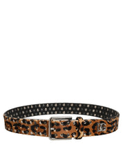 Dolce & Gabbana Brown Leopard Calf Hair Studs Metal Buckle Belt Dolce & Gabbana