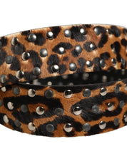 Dolce & Gabbana Brown Leopard Calf Hair Studs Metal Buckle Belt Dolce & Gabbana