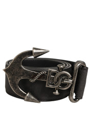 Dolce & Gabbana Black Leather Anchor Logo Metal Buckle Belt Dolce & Gabbana