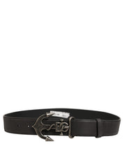 Dolce & Gabbana Black Leather Anchor Logo Metal Buckle Belt Dolce & Gabbana