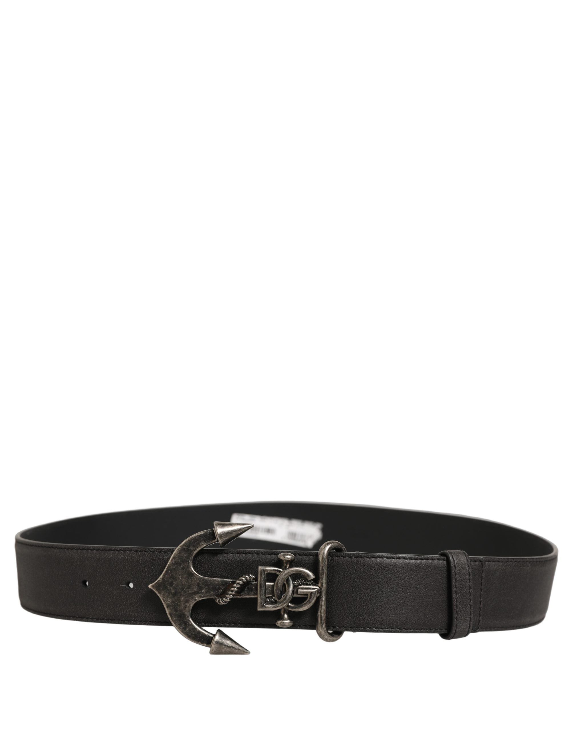 Dolce & Gabbana Black Leather Anchor Logo Metal Buckle Belt Dolce & Gabbana