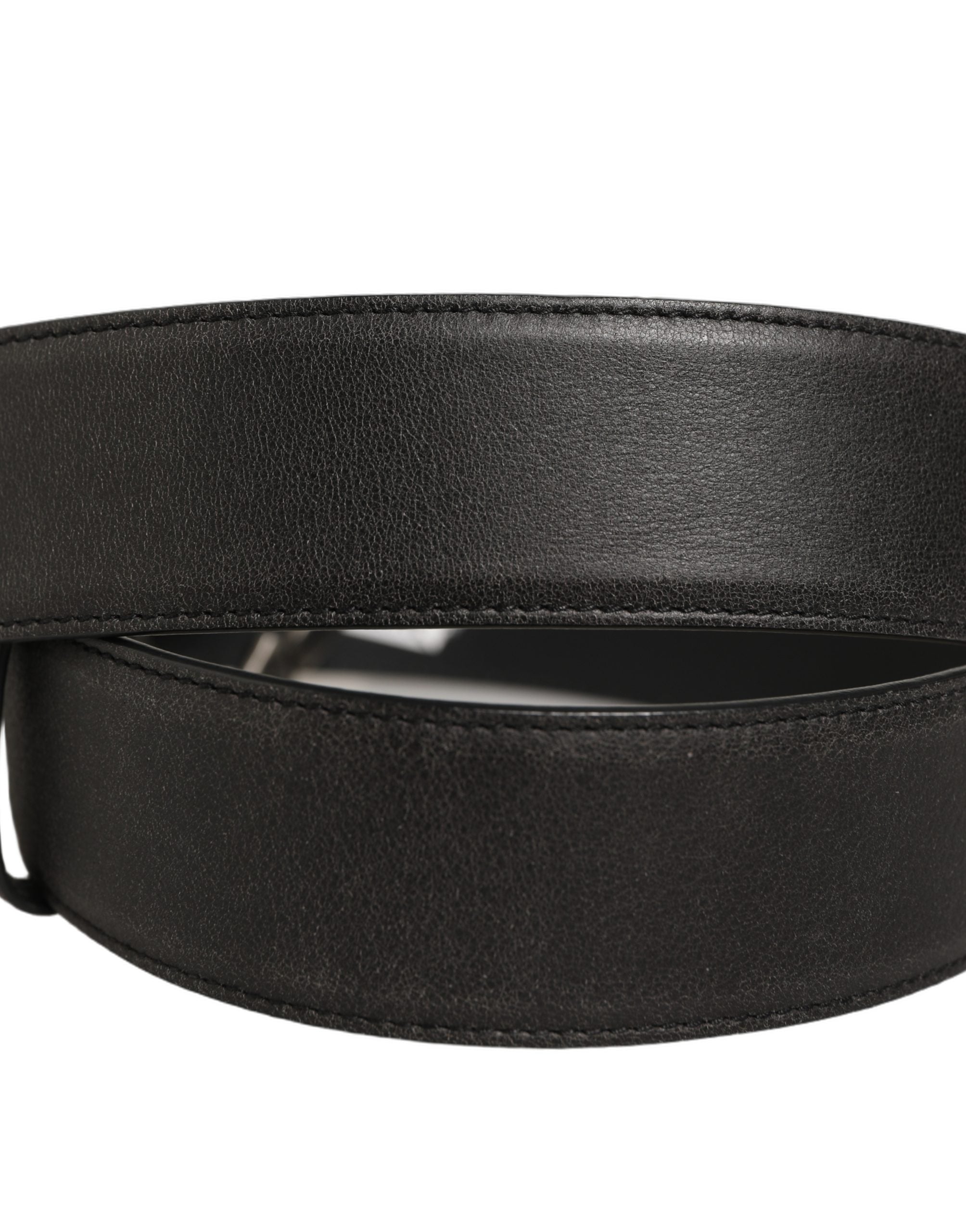 Dolce & Gabbana Black Leather Anchor Logo Metal Buckle Belt Dolce & Gabbana