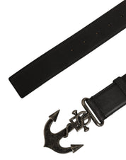 Dolce & Gabbana Black Leather Anchor Logo Metal Buckle Belt Dolce & Gabbana