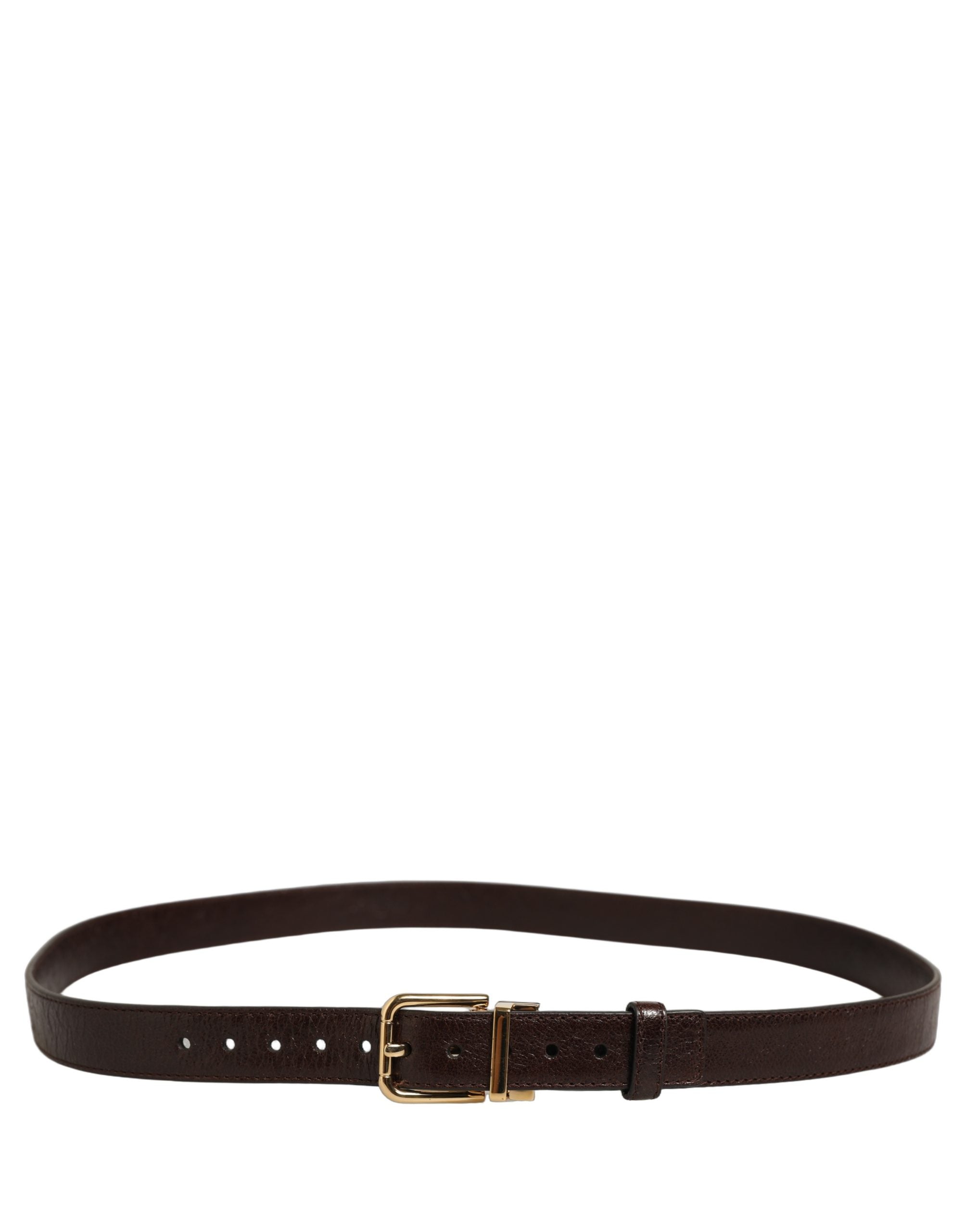 Dolce & Gabbana Men Brown Leather Gold Tone Metal Buckle Belt Dolce & Gabbana