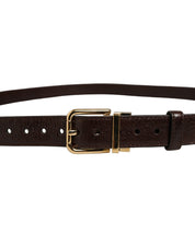 Dolce & Gabbana Men Brown Leather Gold Tone Metal Buckle Belt Dolce & Gabbana
