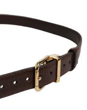 Dolce & Gabbana Men Brown Leather Gold Tone Metal Buckle Belt Dolce & Gabbana