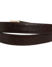 Dolce & Gabbana Men Brown Leather Gold Tone Metal Buckle Belt Dolce & Gabbana