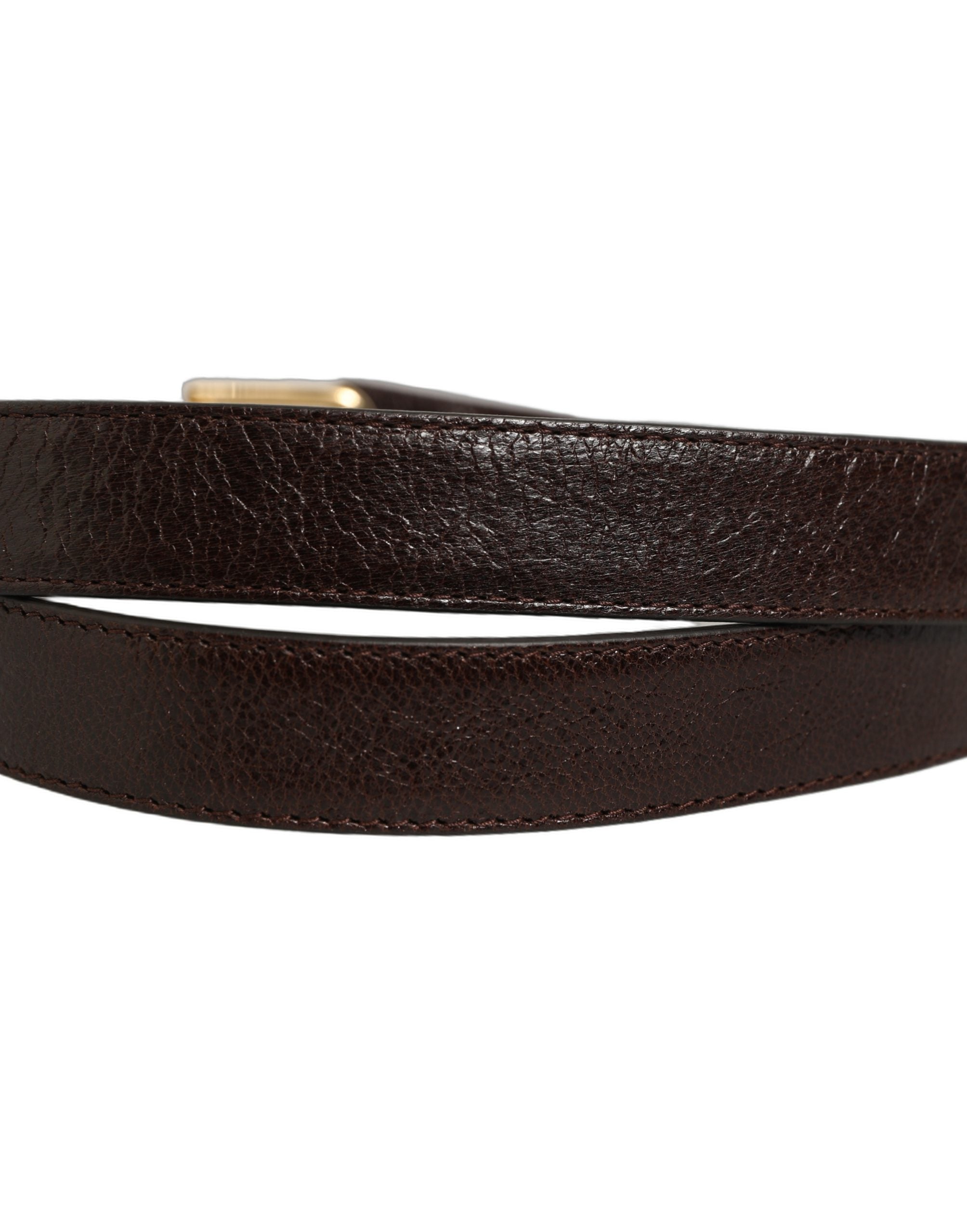 Dolce & Gabbana Men Brown Leather Gold Tone Metal Buckle Belt Dolce & Gabbana