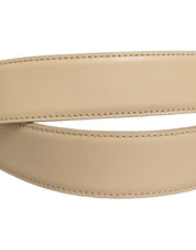 Dolce & Gabbana Beige Leather Silver Tone Metal Buckle Belt Dolce & Gabbana