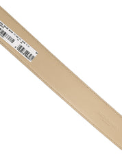 Dolce & Gabbana Beige Leather Silver Tone Metal Buckle Belt Dolce & Gabbana
