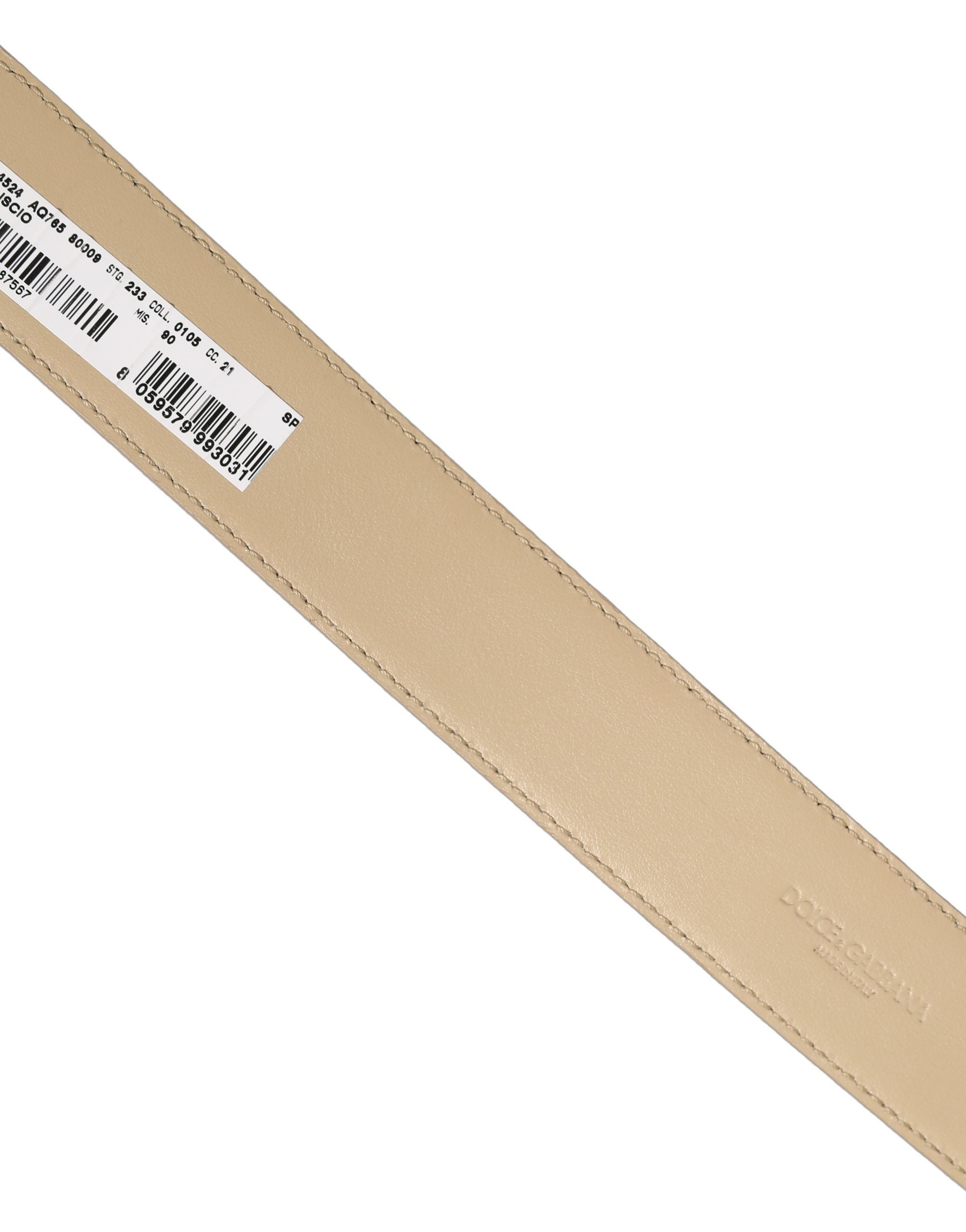 Dolce & Gabbana Beige Leather Silver Tone Metal Buckle Belt Dolce & Gabbana