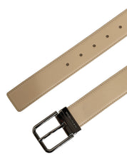Dolce & Gabbana Beige Leather Silver Tone Metal Buckle Belt Dolce & Gabbana