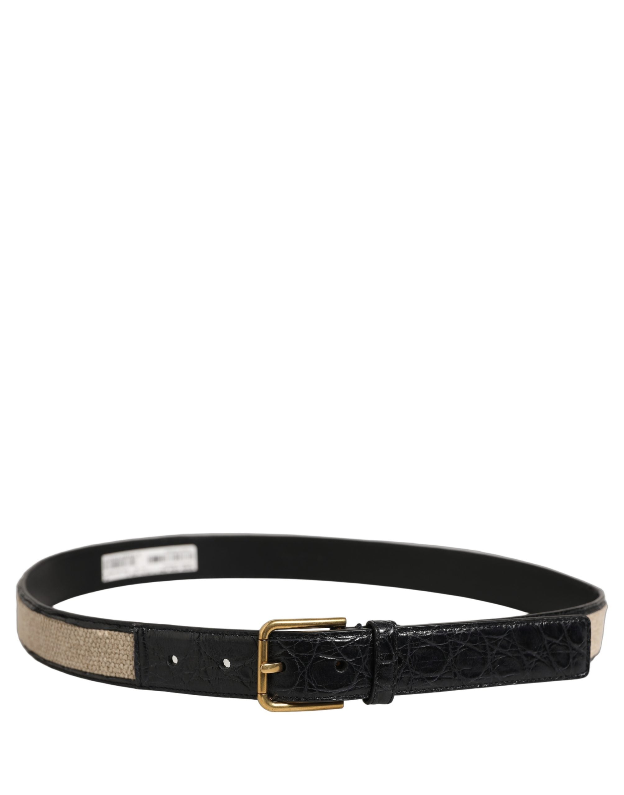 Dolce & Gabbana Beige Black Woven Leather Metal Buckle Belt Dolce & Gabbana