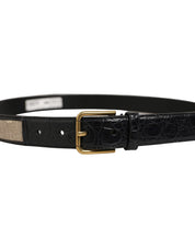 Dolce & Gabbana Beige Black Woven Leather Metal Buckle Belt Dolce & Gabbana