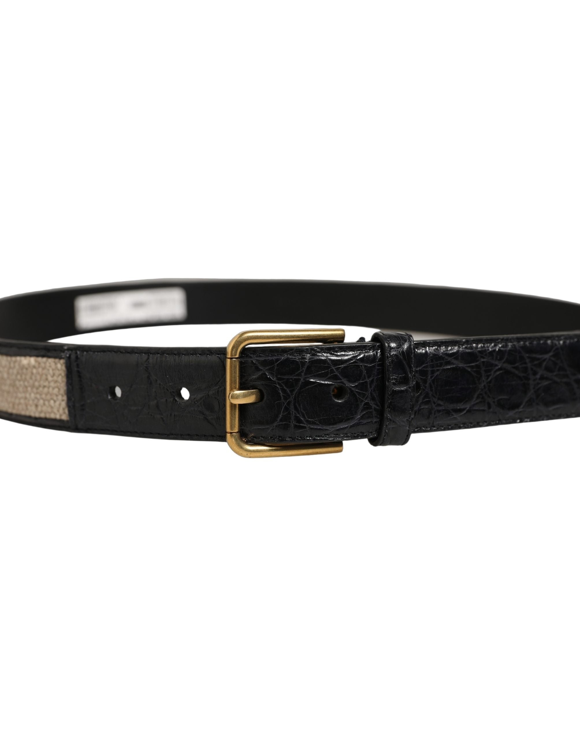 Dolce & Gabbana Beige Black Woven Leather Metal Buckle Belt Dolce & Gabbana
