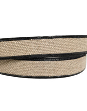 Dolce & Gabbana Beige Black Woven Leather Metal Buckle Belt Dolce & Gabbana