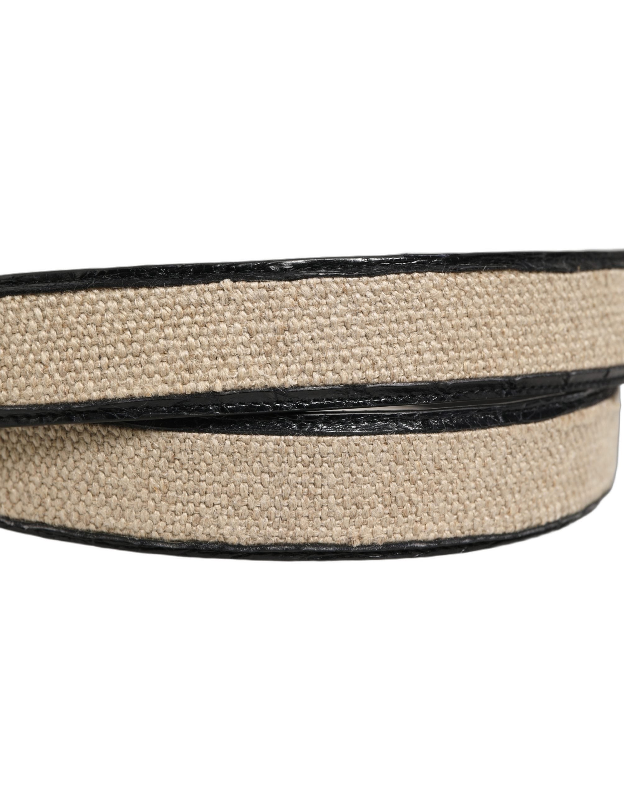 Dolce & Gabbana Beige Black Woven Leather Metal Buckle Belt Dolce & Gabbana