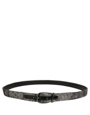 Dolce & Gabbana Silver Black Floral Jacquard Metal Buckle Belt Dolce & Gabbana