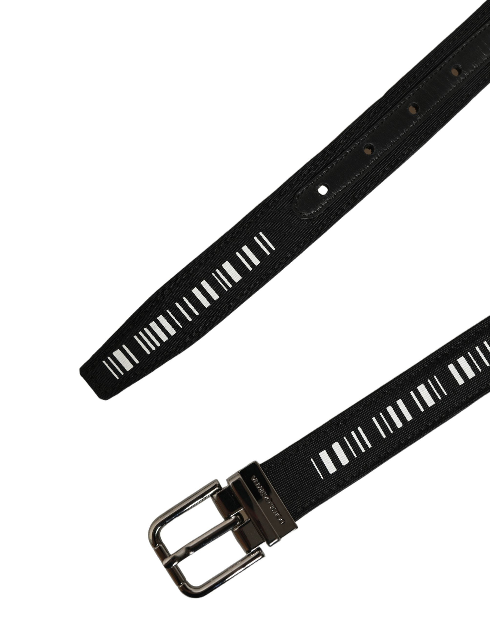 Dolce & Gabbana Black Fabric Leather Barcode Silver Buckle Belt Dolce & Gabbana