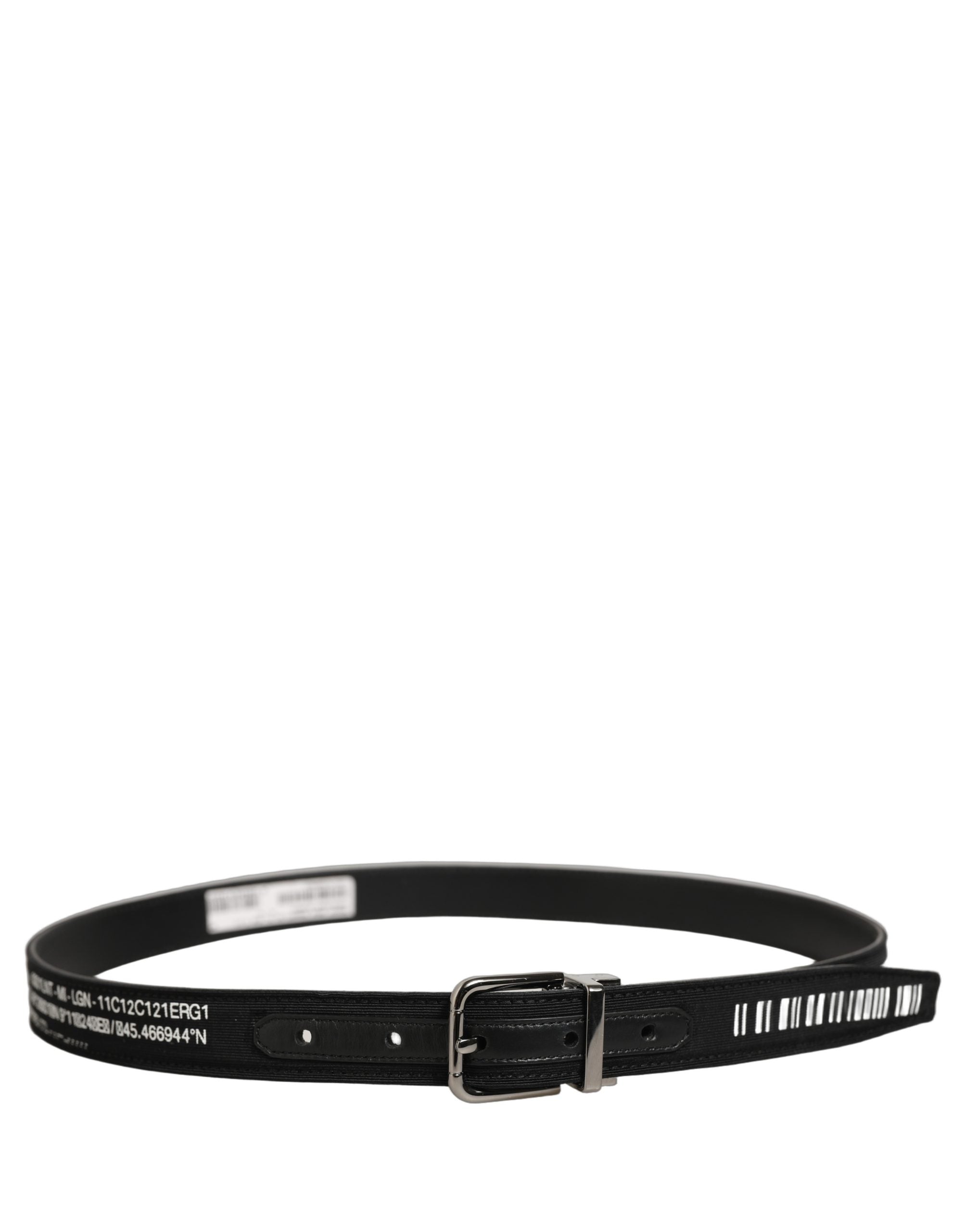 Dolce & Gabbana Black Fabric Leather Barcode Silver Buckle Belt Dolce & Gabbana