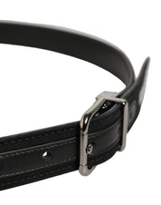 Dolce & Gabbana Black Fabric Leather Barcode Silver Buckle Belt Dolce & Gabbana