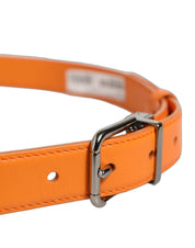 Dolce & Gabbana Orange Leather Silver Tone Metal Buckle Belt Dolce & Gabbana