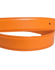 Dolce & Gabbana Orange Leather Silver Tone Metal Buckle Belt Dolce & Gabbana