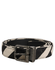 Dolce & Gabbana Black Ivory Silver Tone Metal Buckle Belt Dolce & Gabbana