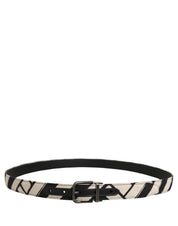 Dolce & Gabbana Black Ivory Silver Tone Metal Buckle Belt Dolce & Gabbana