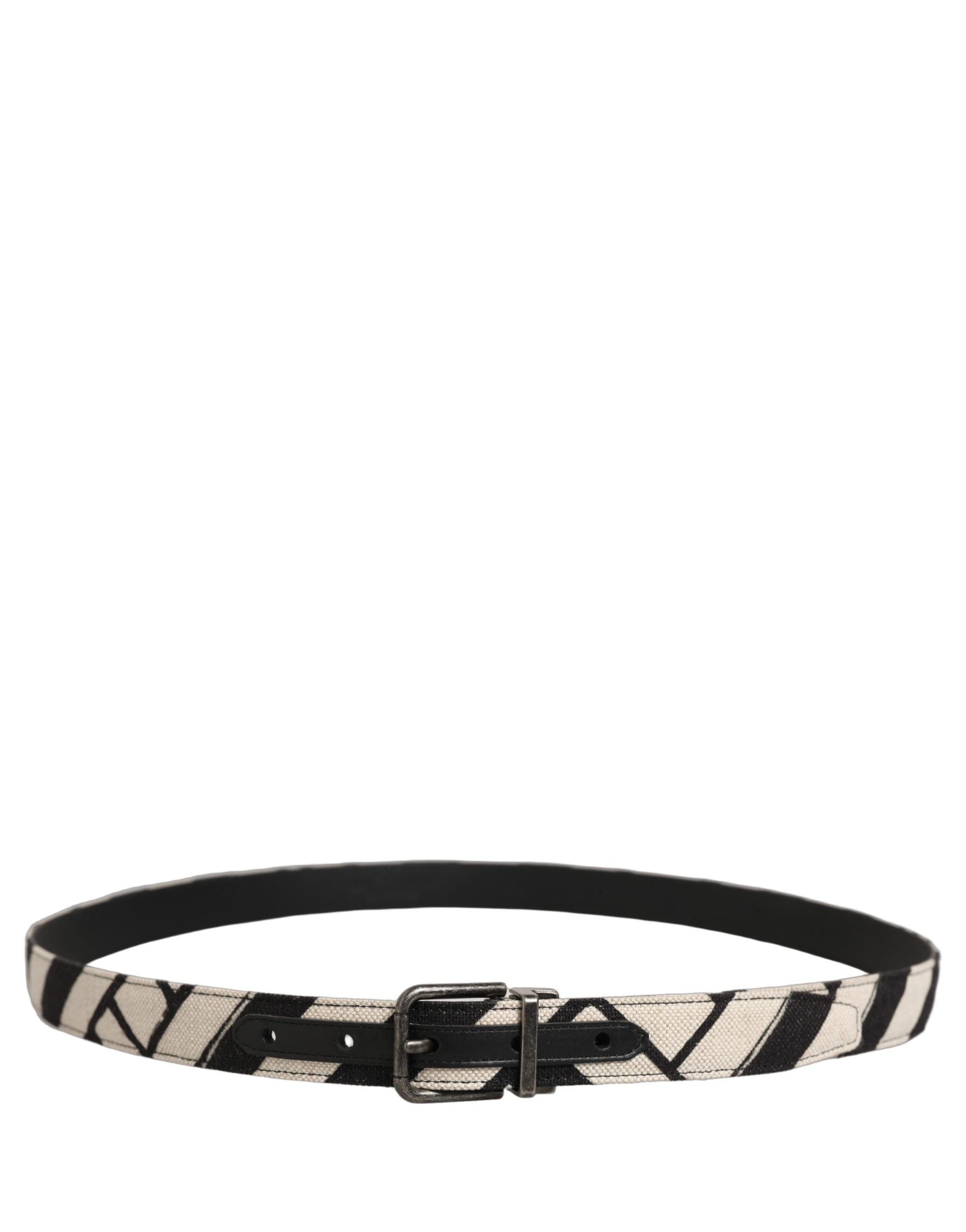 Dolce & Gabbana Black Ivory Silver Tone Metal Buckle Belt Dolce & Gabbana