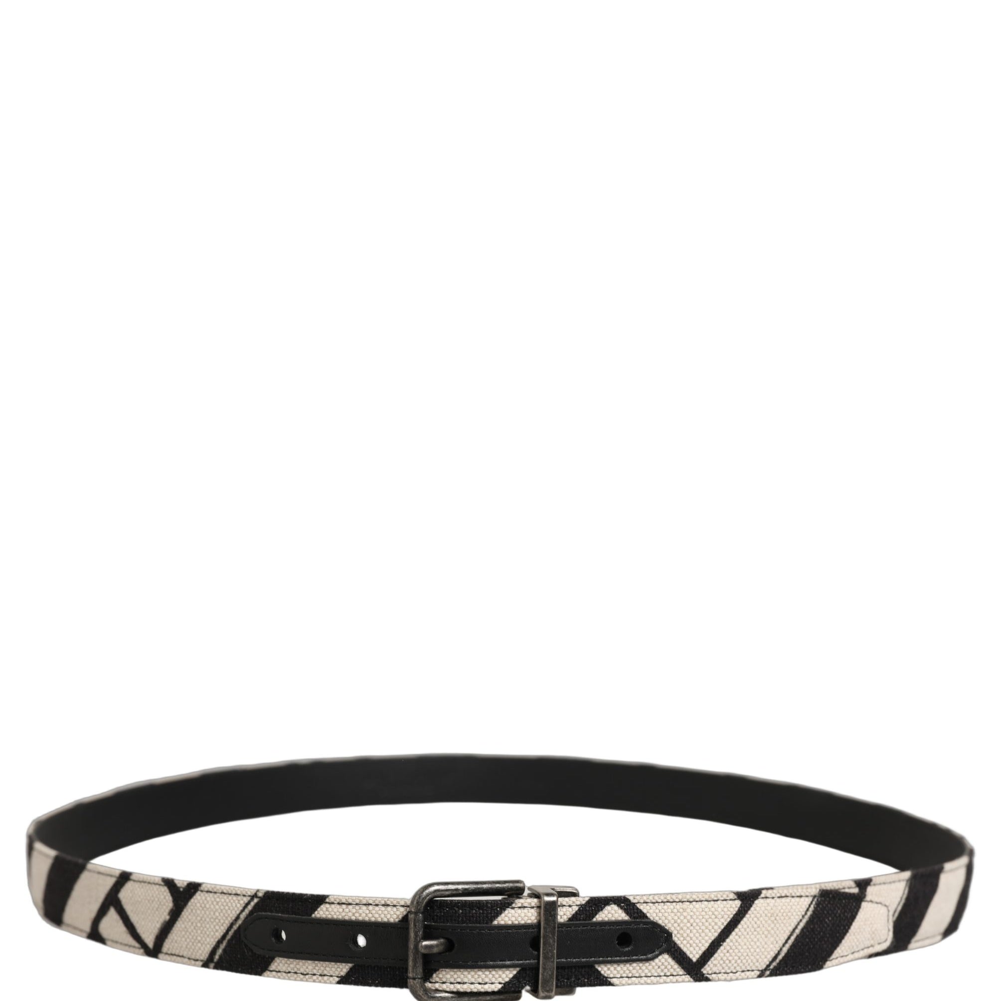 Dolce & Gabbana Black Ivory Silver Tone Metal Buckle Belt Dolce & Gabbana