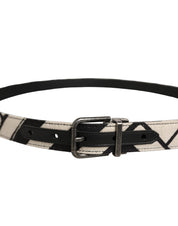 Dolce & Gabbana Black Ivory Silver Tone Metal Buckle Belt Dolce & Gabbana