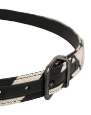 Dolce & Gabbana Black Ivory Silver Tone Metal Buckle Belt Dolce & Gabbana